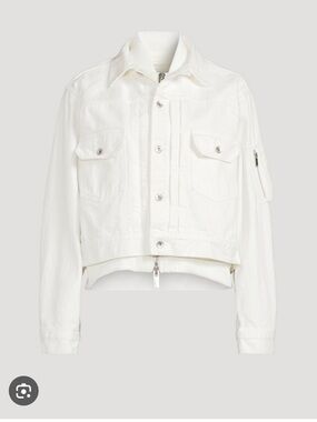 Sacai White Layered Denim Jacket with Front Flap Pockets